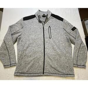 Greg Norman for Tasso Ella Full Zip Fleece Sweater Jacket Heather Gray Size-XL